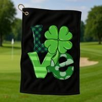 Love Shamrock St Patricks Day Golf Towel thumb 1