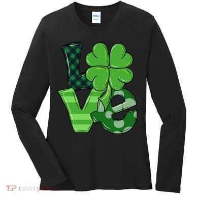 Love Shamrock St Patricks Day Women's Long Sleeve Shirt