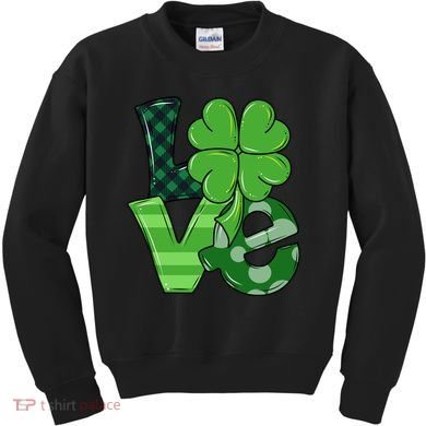 Love Shamrock St Patricks Day Kids Sweatshirt