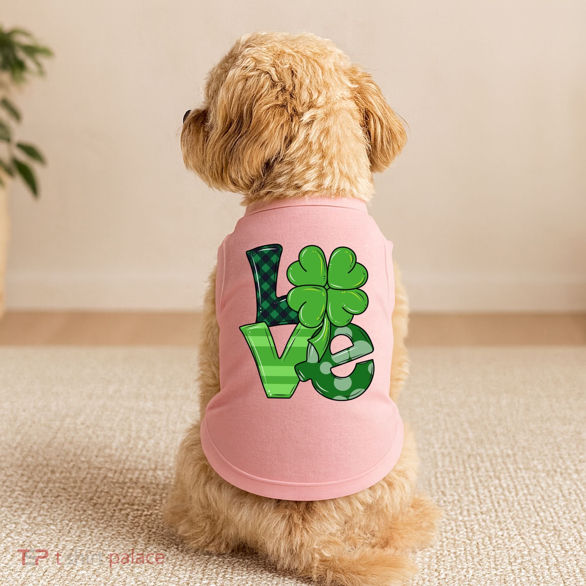 Love Shamrock St Patricks Day Doggie Tank