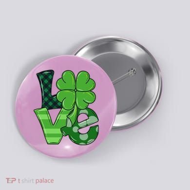 Love Shamrock St Patricks Day Button