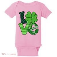 Love Shamrock St Patricks Day Baby Bodysuit thumb 0