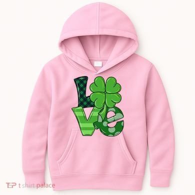 Love Shamrock St Patricks Day Kids Hoodie