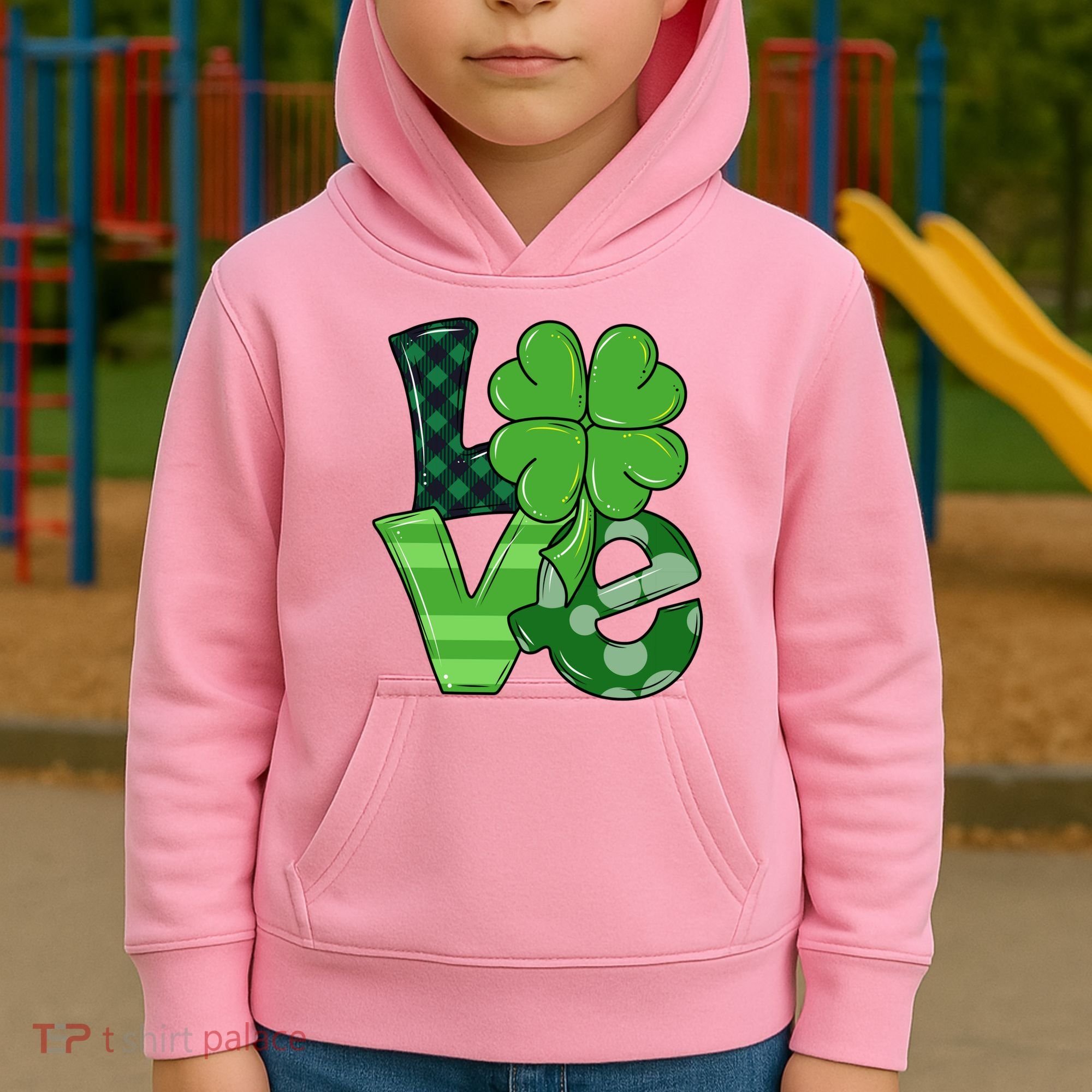 Love Shamrock St Patricks Day Kids Hoodie