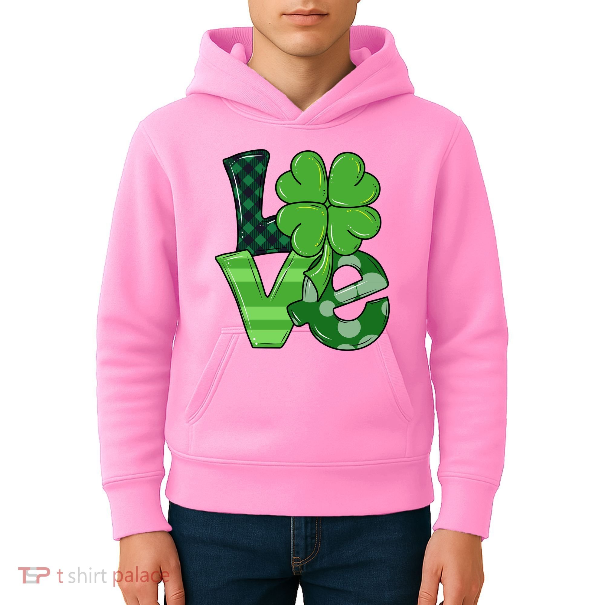 Love Shamrock St Patricks Day Kids Hoodie