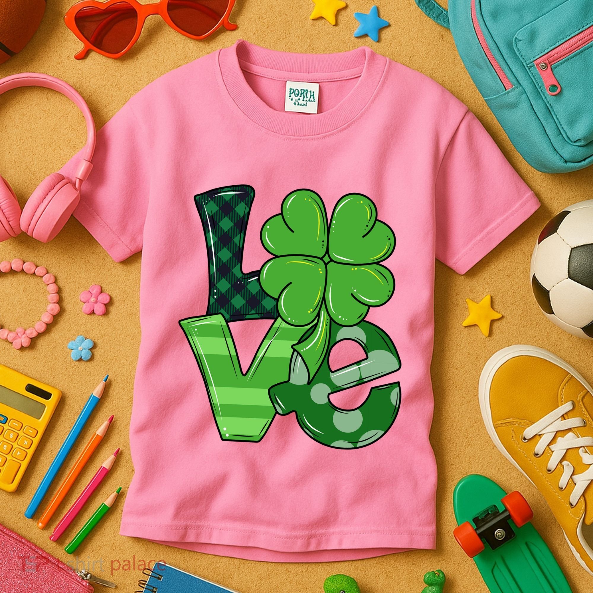 Love Shamrock St Patricks Day Kids T-Shirt