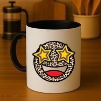 Leopard Star Smiley Face Cute Coffee Mug thumb 4