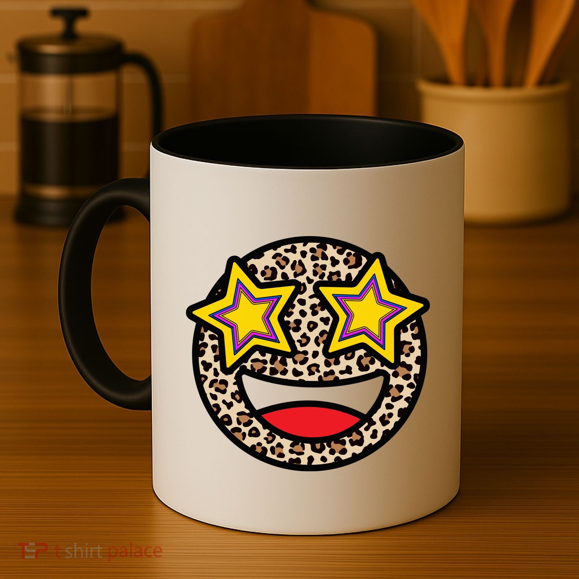 Leopard Star Smiley Face Cute Coffee Mug