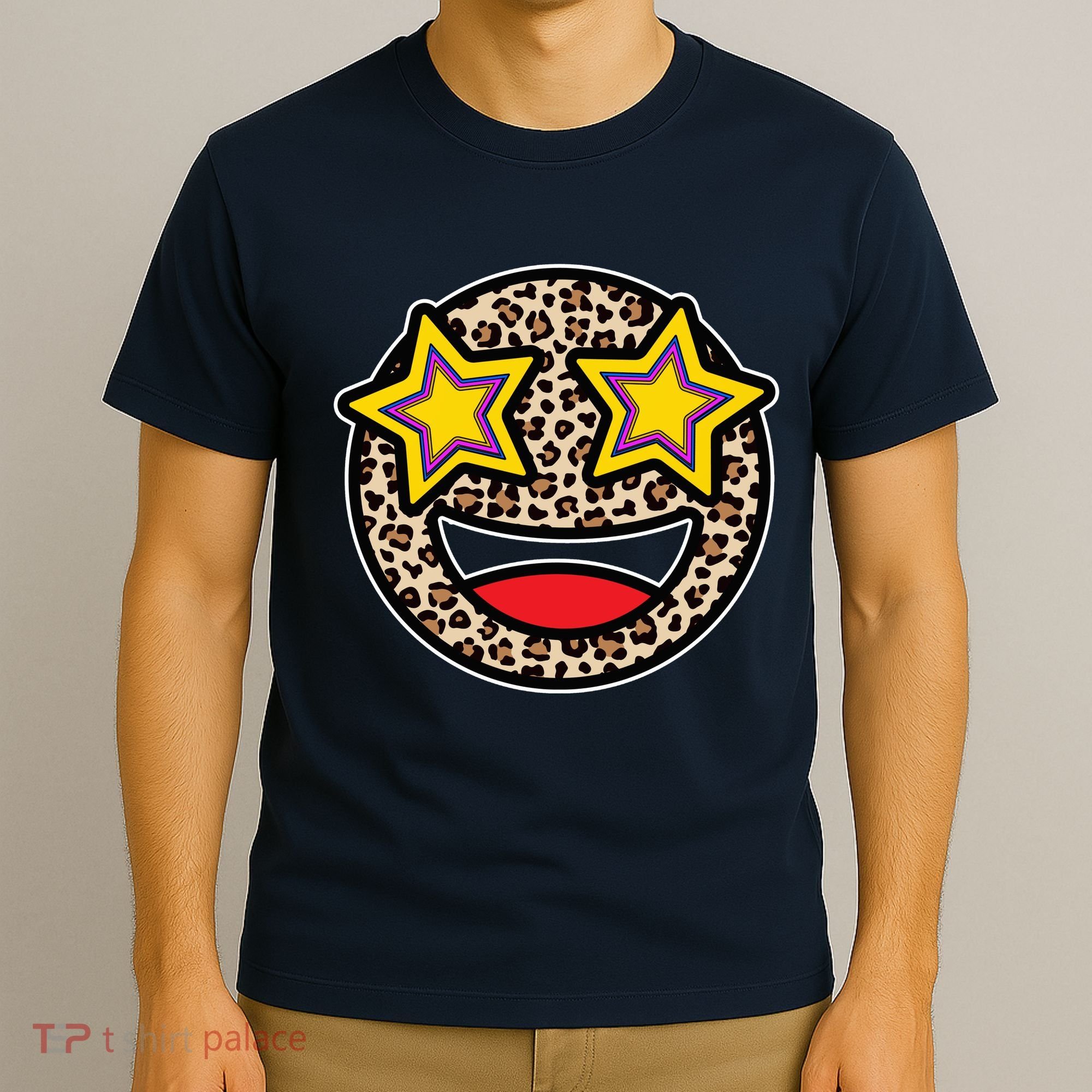 Leopard Star Smiley Face Cute T-Shirt