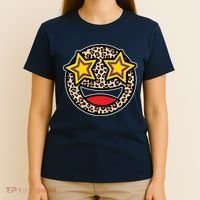 Leopard Star Smiley Face Cute T-Shirt thumb 4