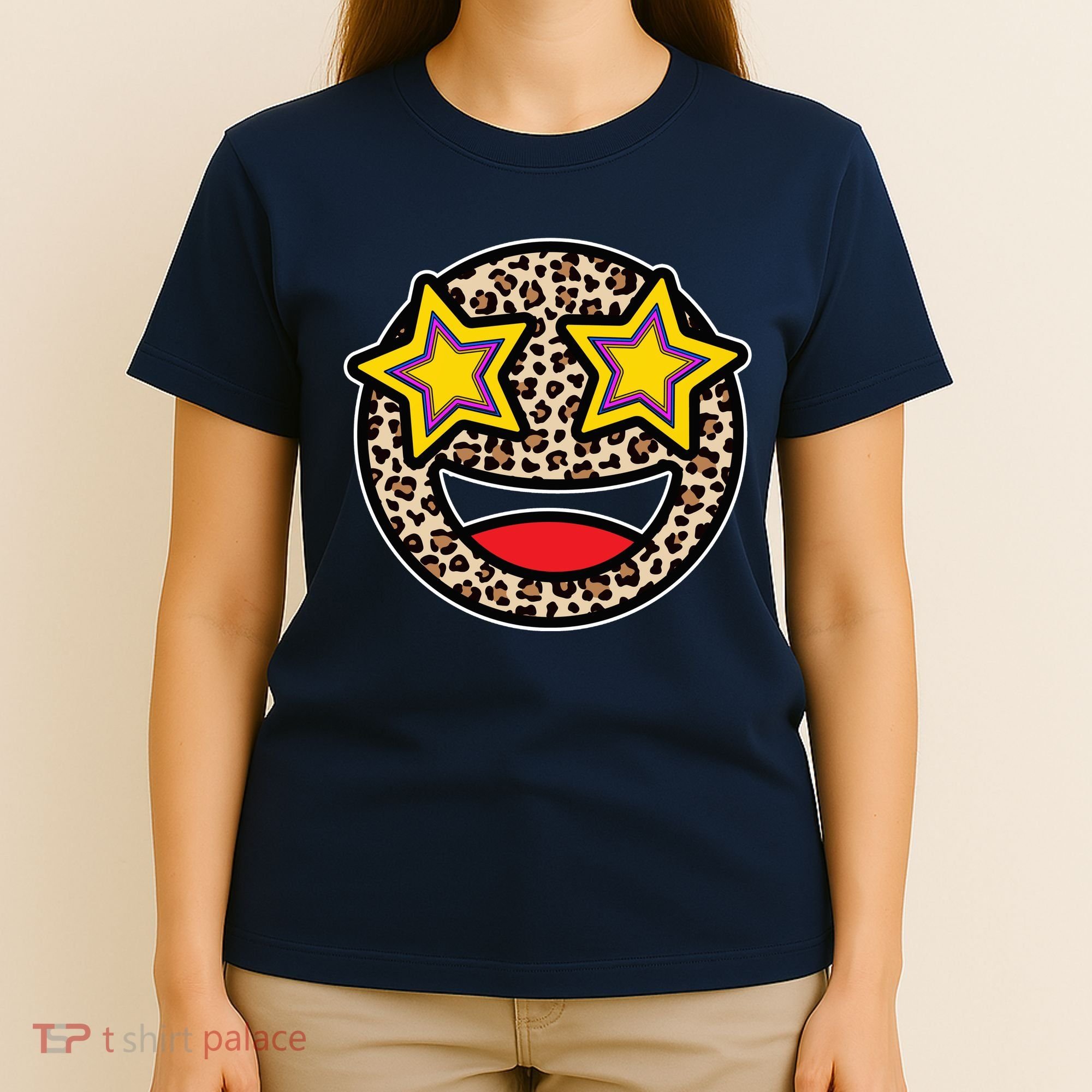 Leopard Star Smiley Face Cute T-Shirt