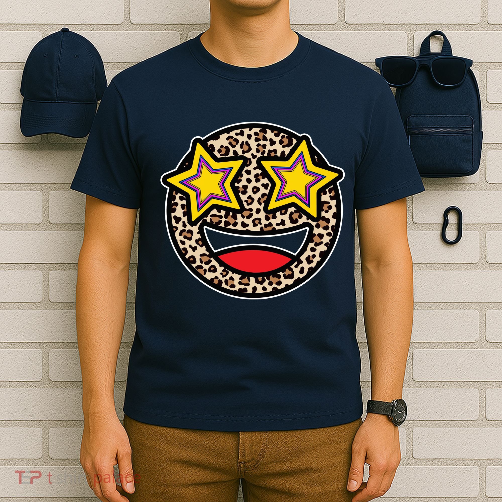 Leopard Star Smiley Face Cute T-Shirt