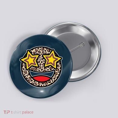 Leopard Star Smiley Face Cute Button