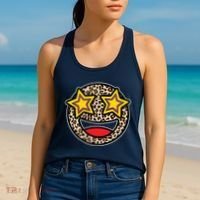 Leopard Star Smiley Face Cute Women's Tank Top thumb 2
