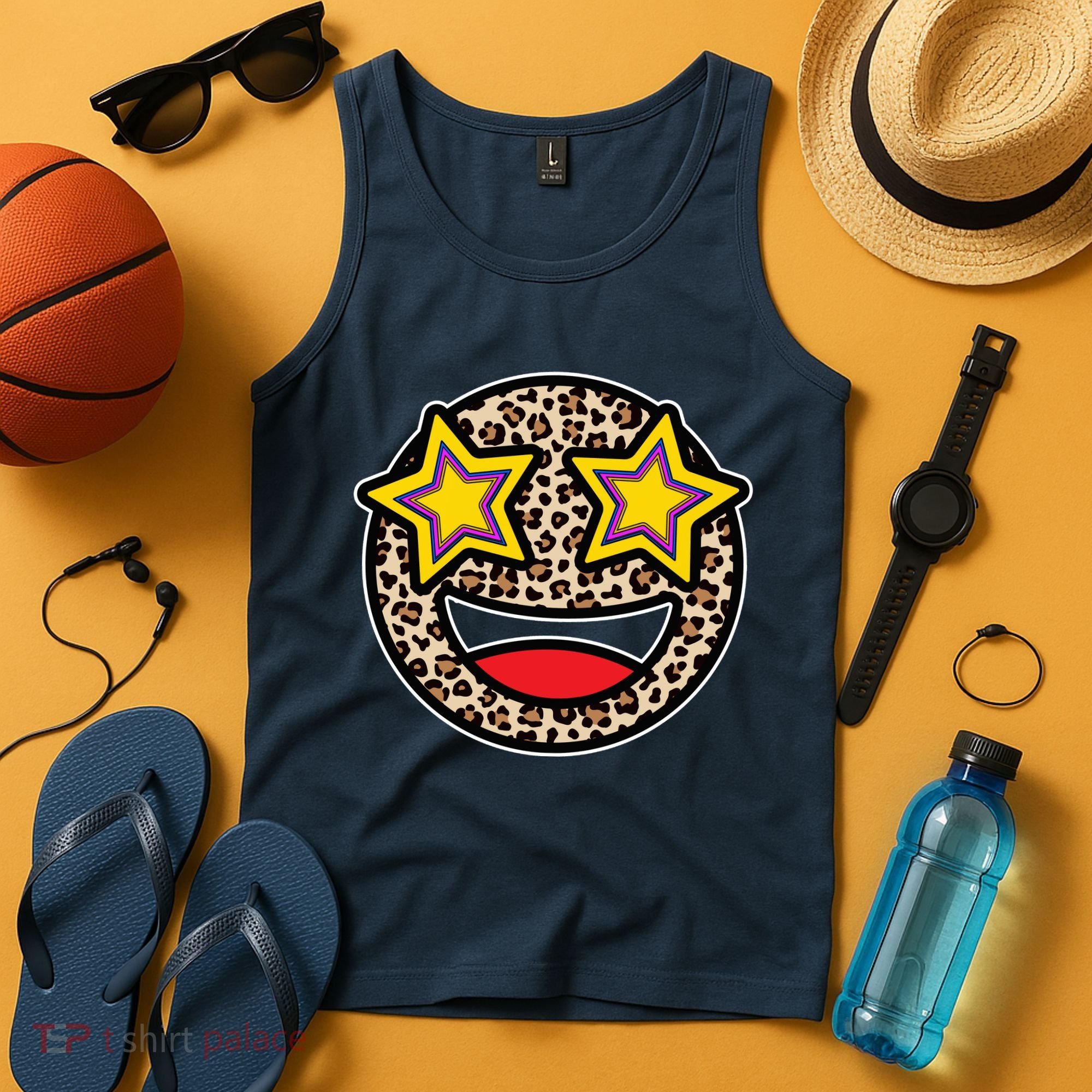 Leopard Star Smiley Face Cute Tank Top