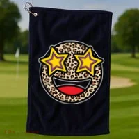 Leopard Star Smiley Face Cute Golf Towel thumb 1