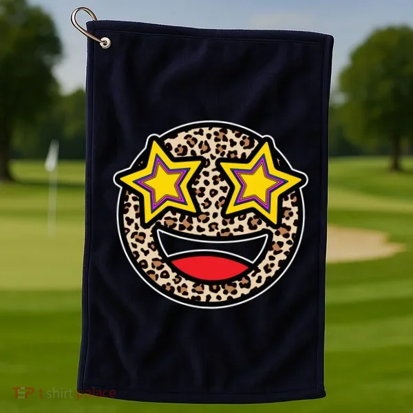 Leopard Star Smiley Face Cute Golf Towel