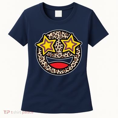 Leopard Star Smiley Face Cute Women's T-Shirt