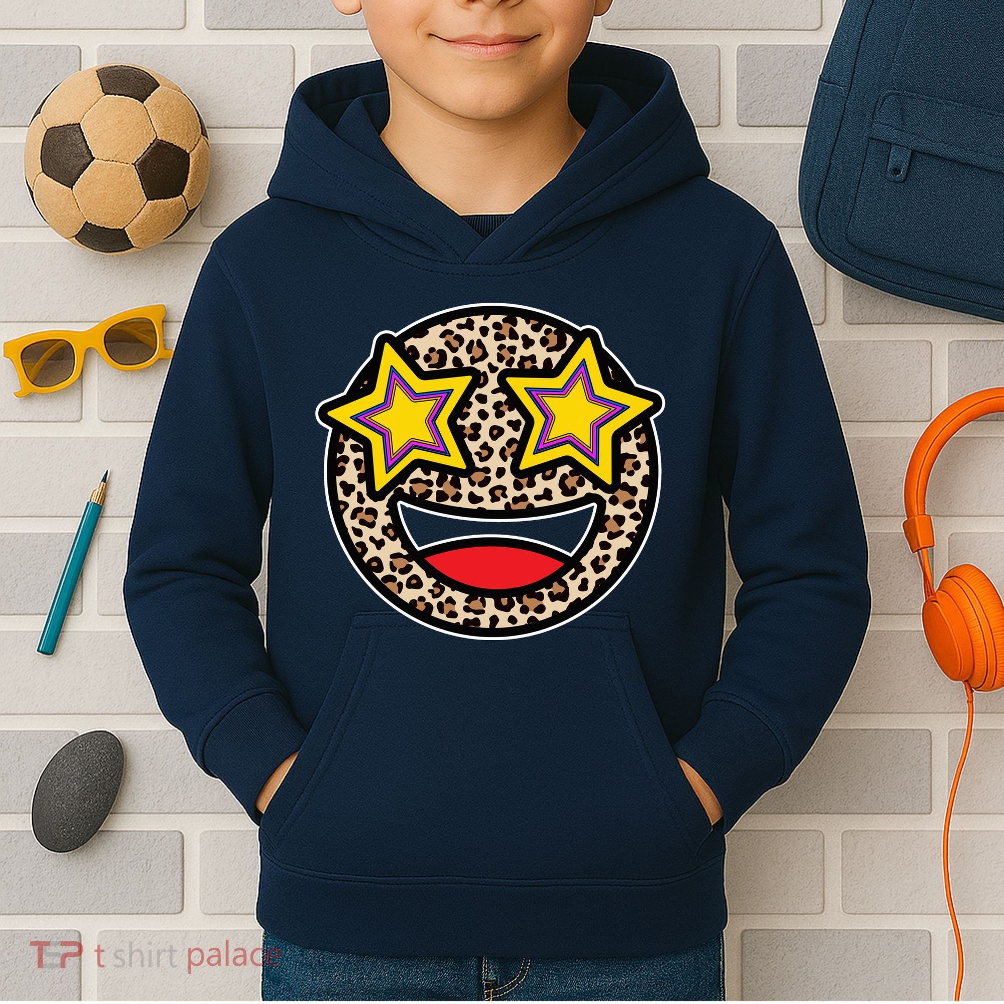 Leopard Star Smiley Face Cute Kids Hoodie