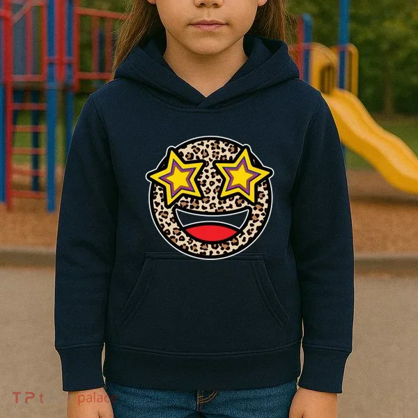Leopard Star Smiley Face Cute Kids Hoodie