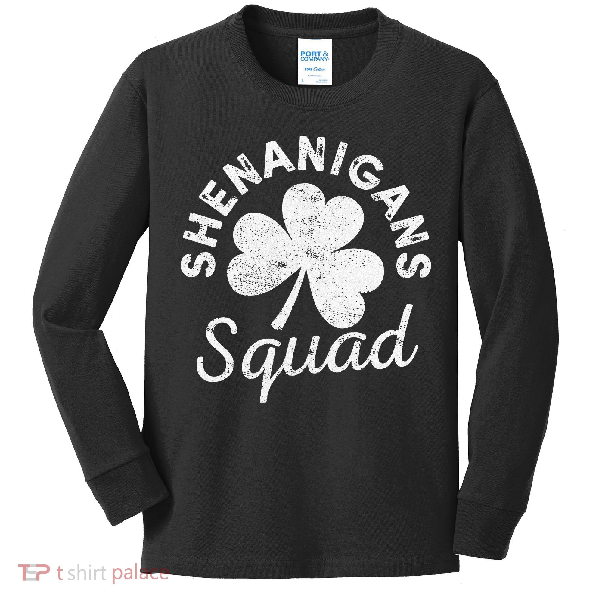 Leopard Shenanigan Squad st patrick green saint irish Kids Long Sleeve Shirt