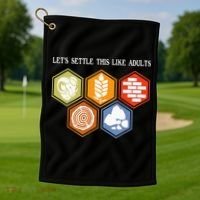 Let's Settle This Like Adults Tabletop Game Board Gaming Golf Towel thumb 1