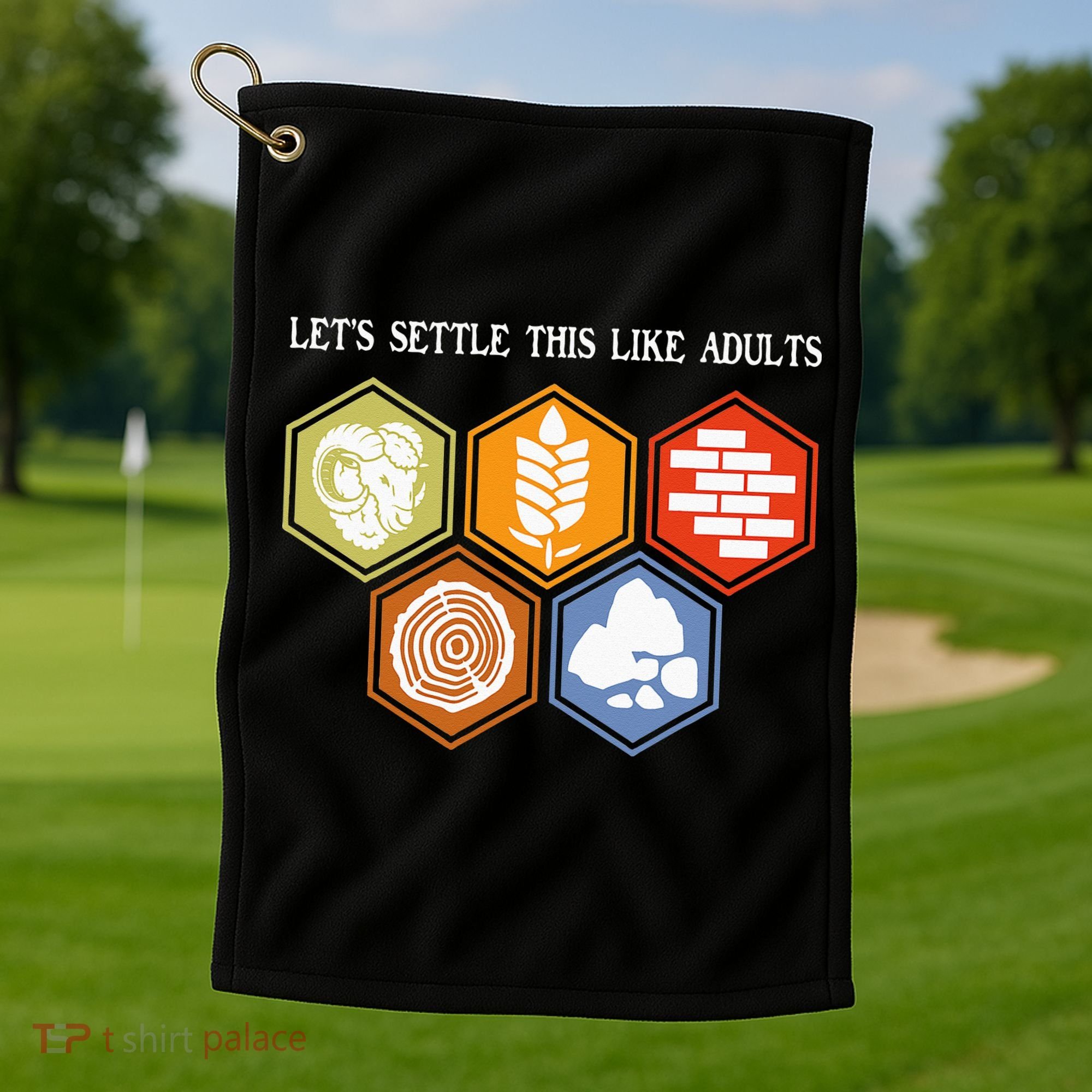 Let's Settle This Like Adults Tabletop Game Board Gaming Golf Towel