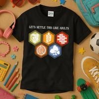 Let's Settle This Like Adults Tabletop Game Board Gaming Kids T-Shirt thumb 3