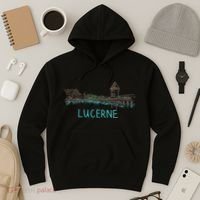 Lucerne Switzerland Unique Hand Drawn Art Gift Hoodie thumb 3