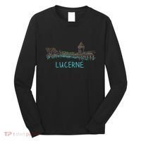 Lucerne Switzerland Unique Hand Drawn Art Gift Long Sleeve Shirt thumb 0
