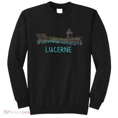 Lucerne Switzerland Unique Hand Drawn Art Gift Sweatshirt