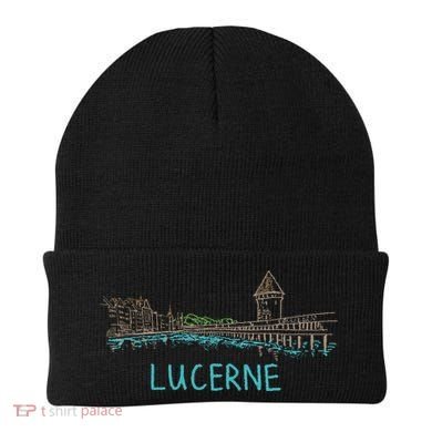 Lucerne Switzerland Unique Hand Drawn Art Gift Beanie