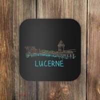 Lucerne Switzerland Unique Hand Drawn Art Gift Coaster thumb 0