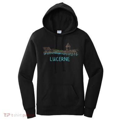 Lucerne Switzerland Unique Hand Drawn Art Gift Women's Hoodie
