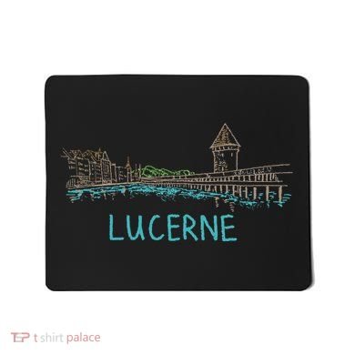 Lucerne Switzerland Unique Hand Drawn Art Gift Mousepad