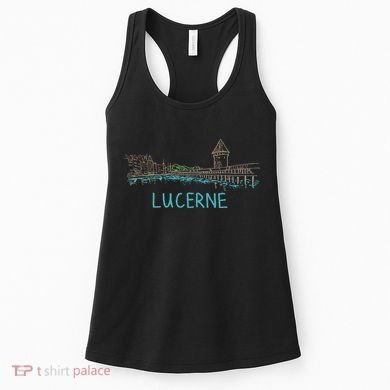 Lucerne Switzerland Unique Hand Drawn Art Gift Women's Tank Top