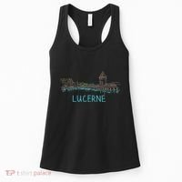 Lucerne Switzerland Unique Hand Drawn Art Gift Women's Tank Top thumb 0
