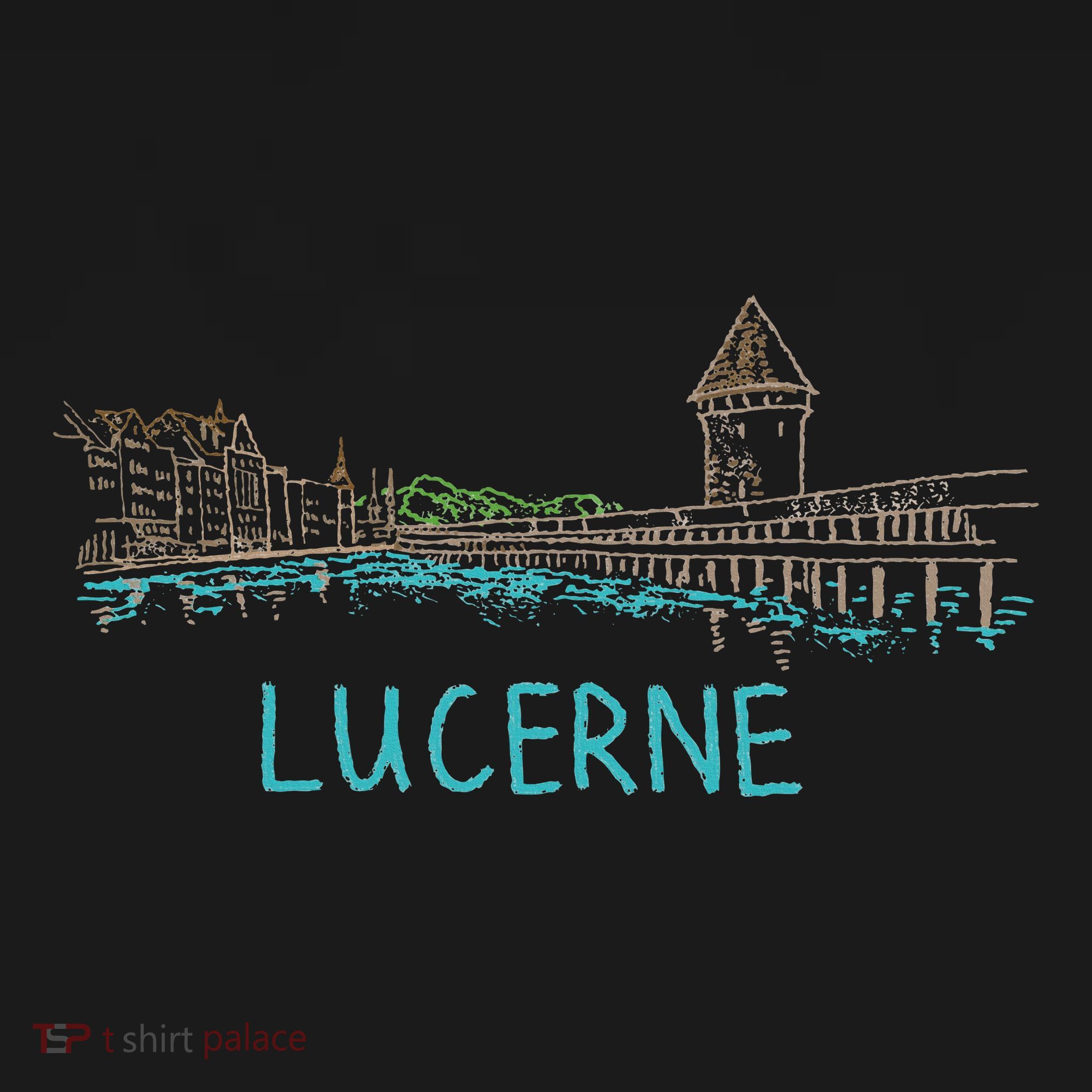 Lucerne Switzerland Unique Hand Drawn Art Gift Women's Tank Top
