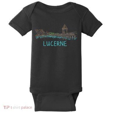 Lucerne Switzerland Unique Hand Drawn Art Gift Baby Bodysuit