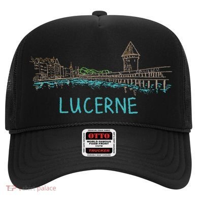 Lucerne Switzerland Unique Hand Drawn Art Gift Hat