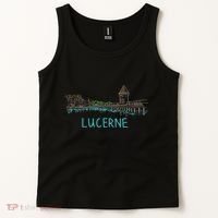 Lucerne Switzerland Unique Hand Drawn Art Gift Tank Top thumb 2