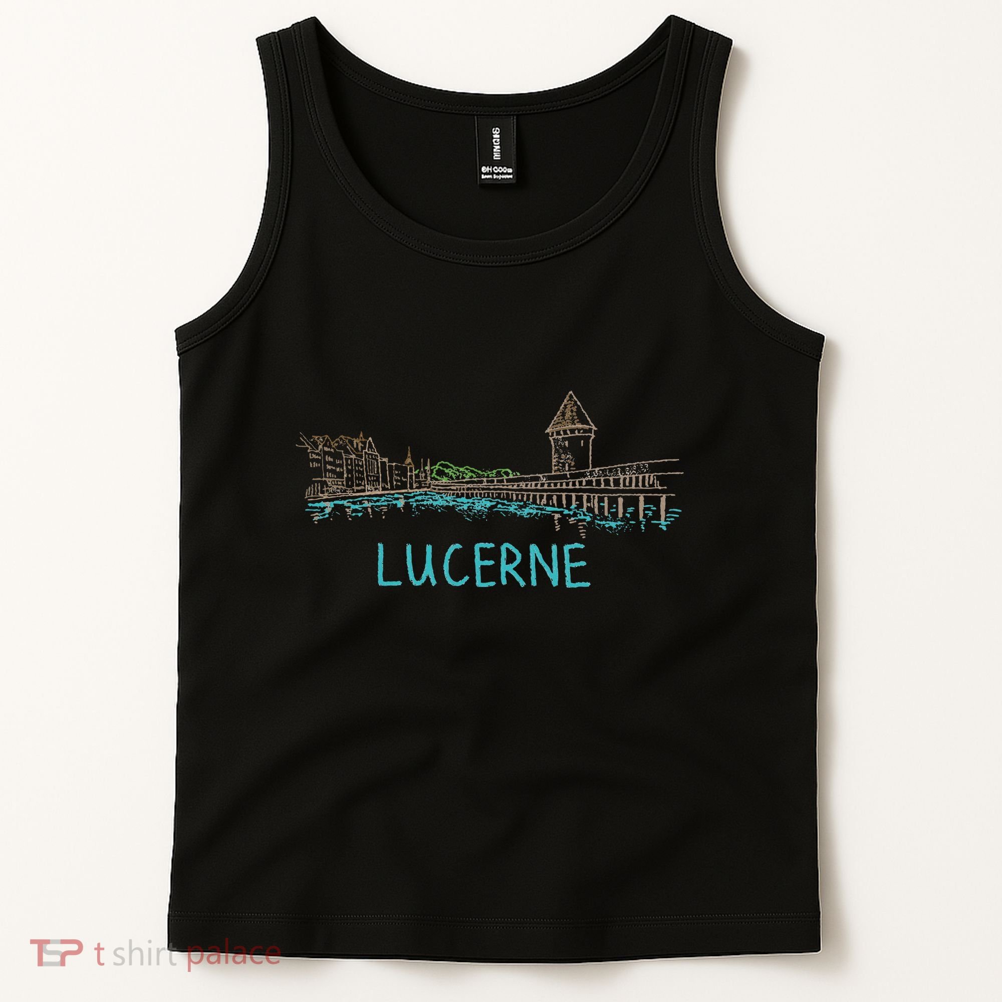 Lucerne Switzerland Unique Hand Drawn Art Gift Tank Top