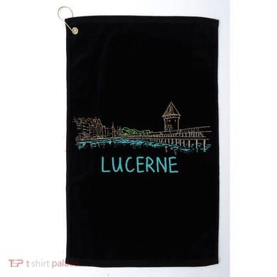 Lucerne Switzerland Unique Hand Drawn Art Gift Golf Towel