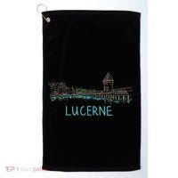 Lucerne Switzerland Unique Hand Drawn Art Gift Golf Towel thumb 0