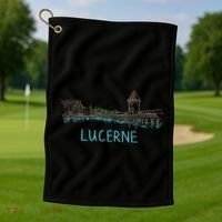 Lucerne Switzerland Unique Hand Drawn Art Gift Golf Towel thumb 1