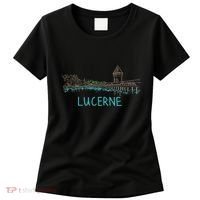 Lucerne Switzerland Unique Hand Drawn Art Gift Women's T-Shirt thumb 0