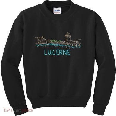 Lucerne Switzerland Unique Hand Drawn Art Gift Kids Sweatshirt