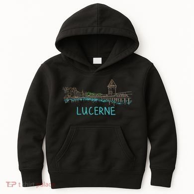 Lucerne Switzerland Unique Hand Drawn Art Gift Kids Hoodie