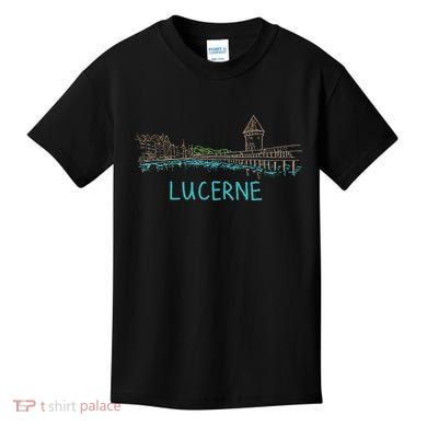 Lucerne Switzerland Unique Hand Drawn Art Gift Kids T-Shirt