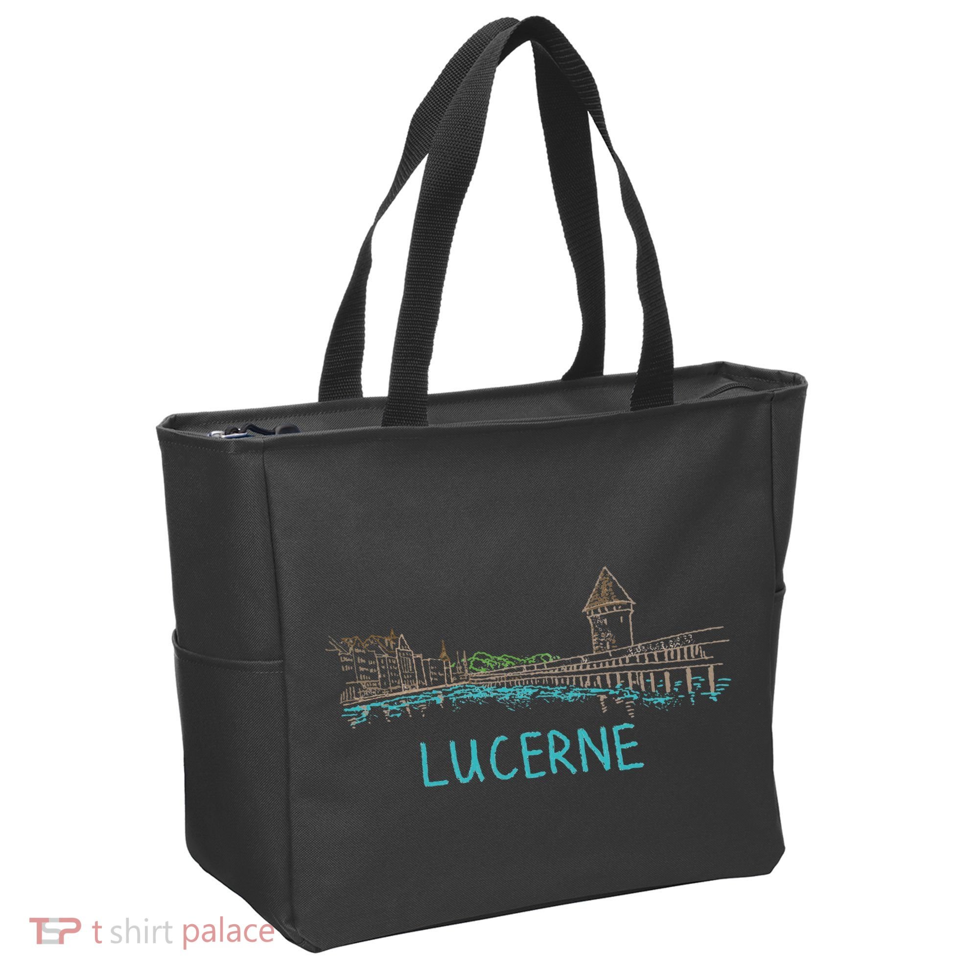 Lucerne Switzerland Unique Hand Drawn Art Gift Tote Bag